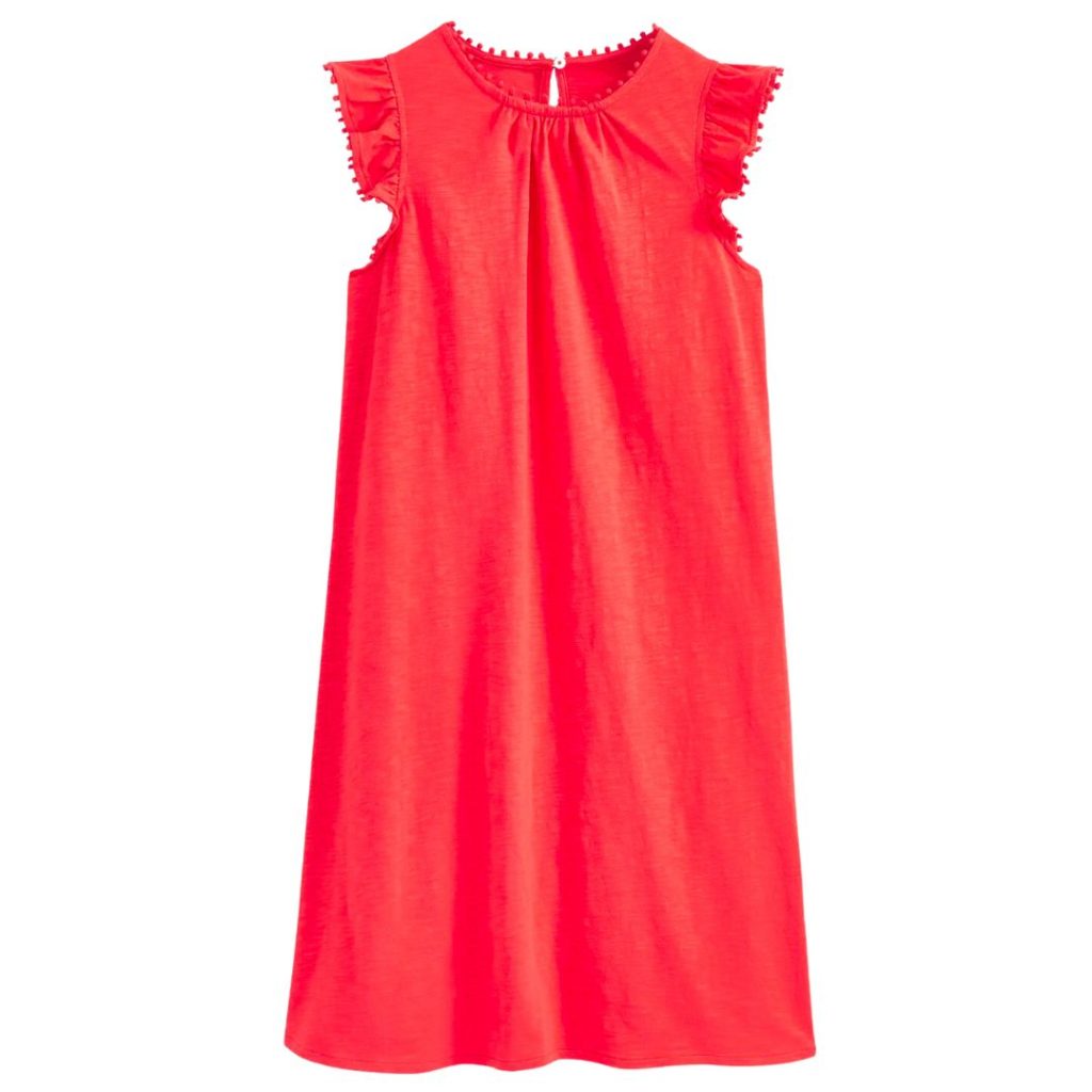 red pom detailed dress