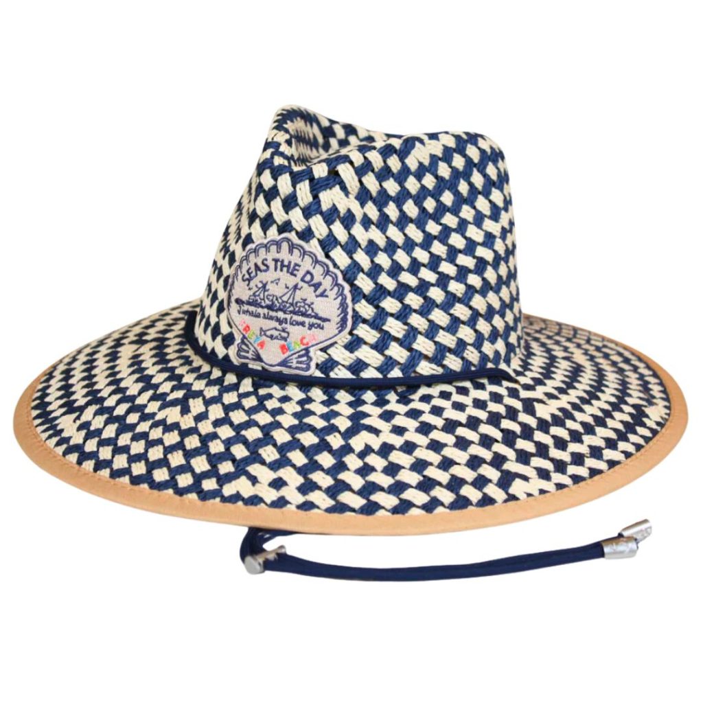 navy and white beacher hat 