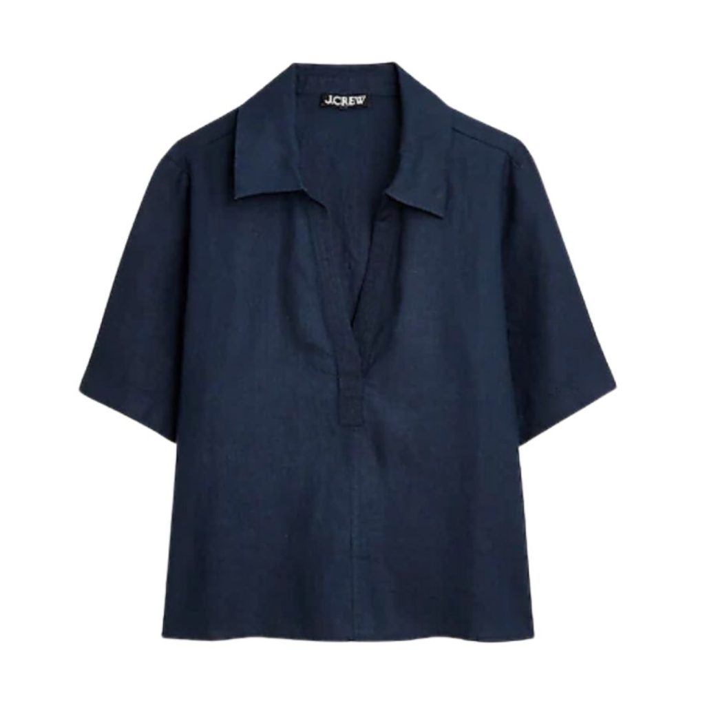 blue navy linen top - j. crew