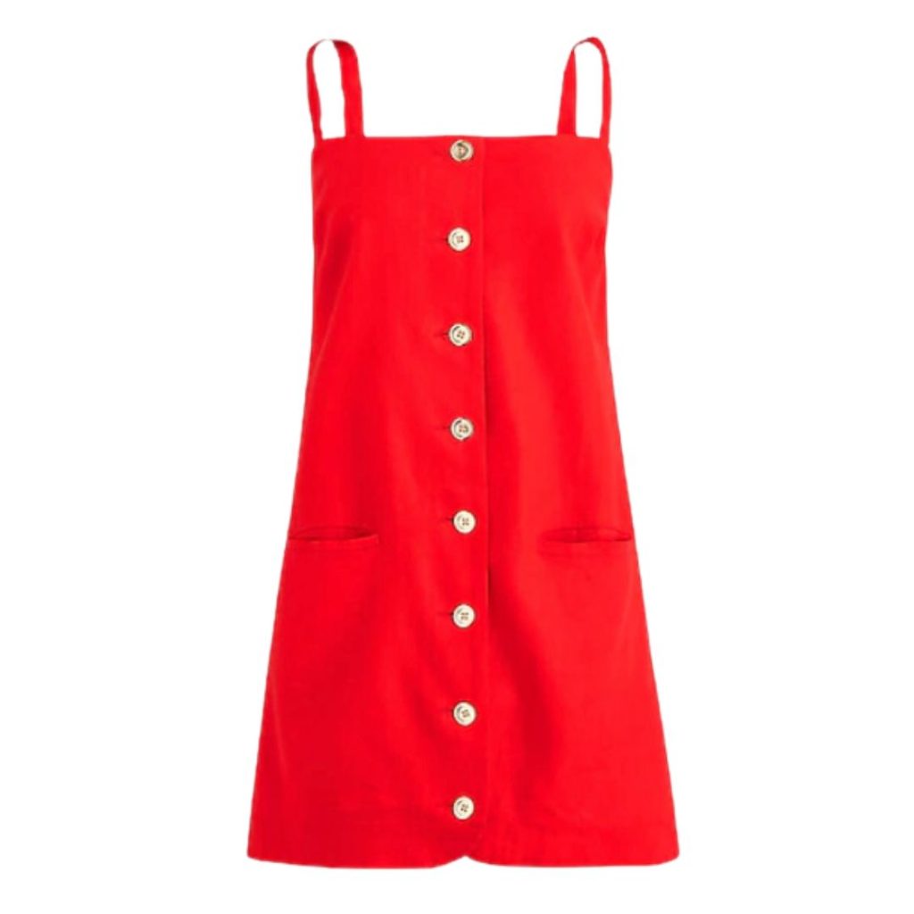 red linen shift dress - j. crew