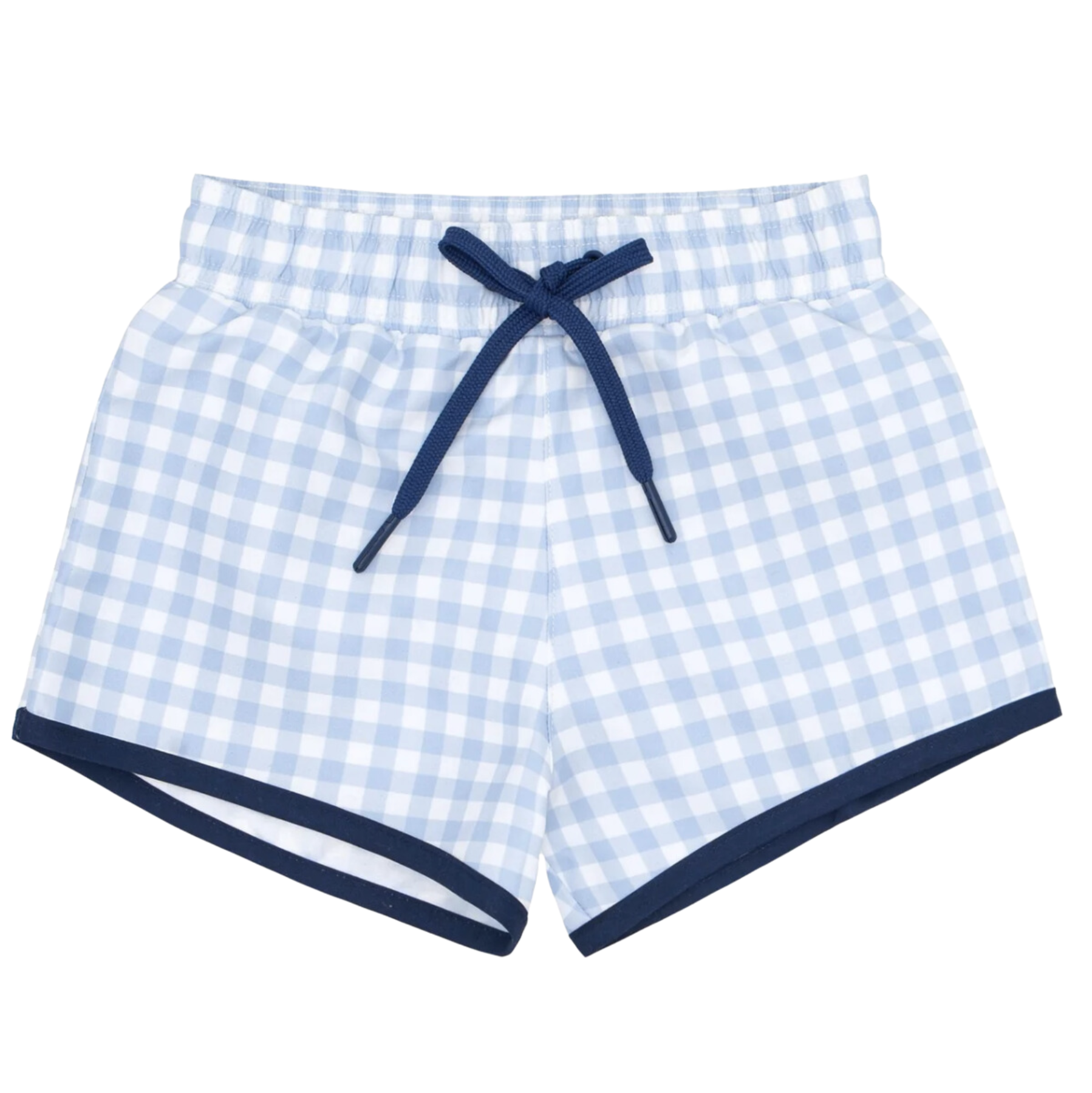 blue gingham boys board short - minnow