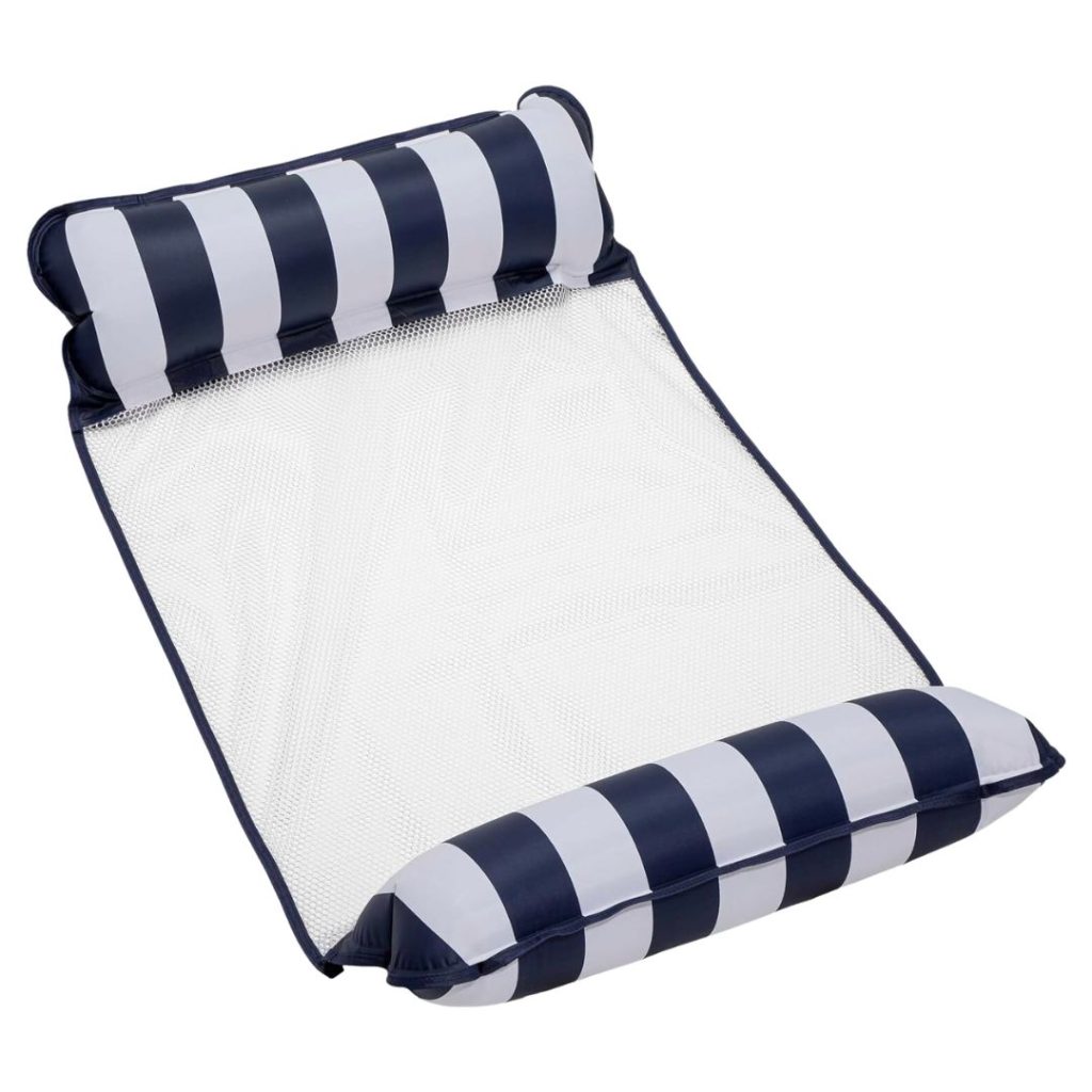 navy white striped pool hammock - amazon