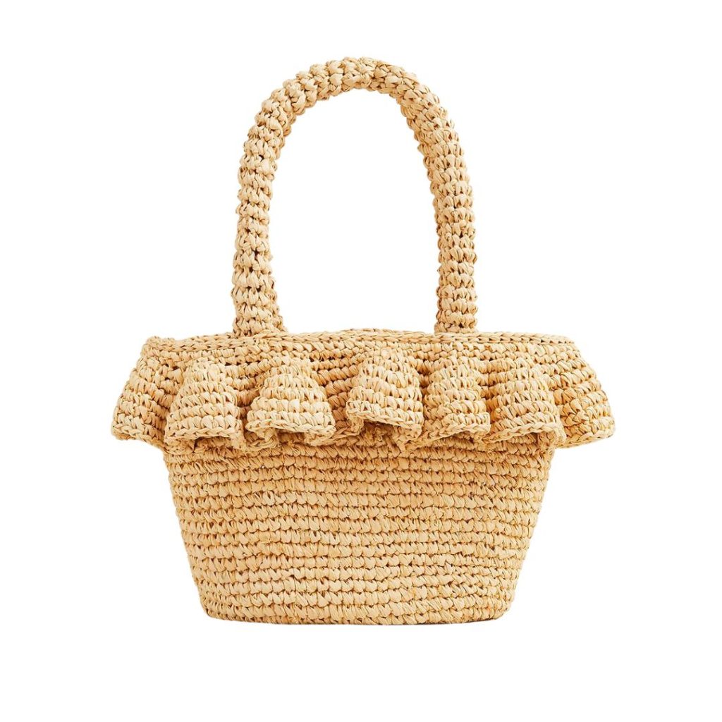 raffia ruffle scallop small bag - j. crew