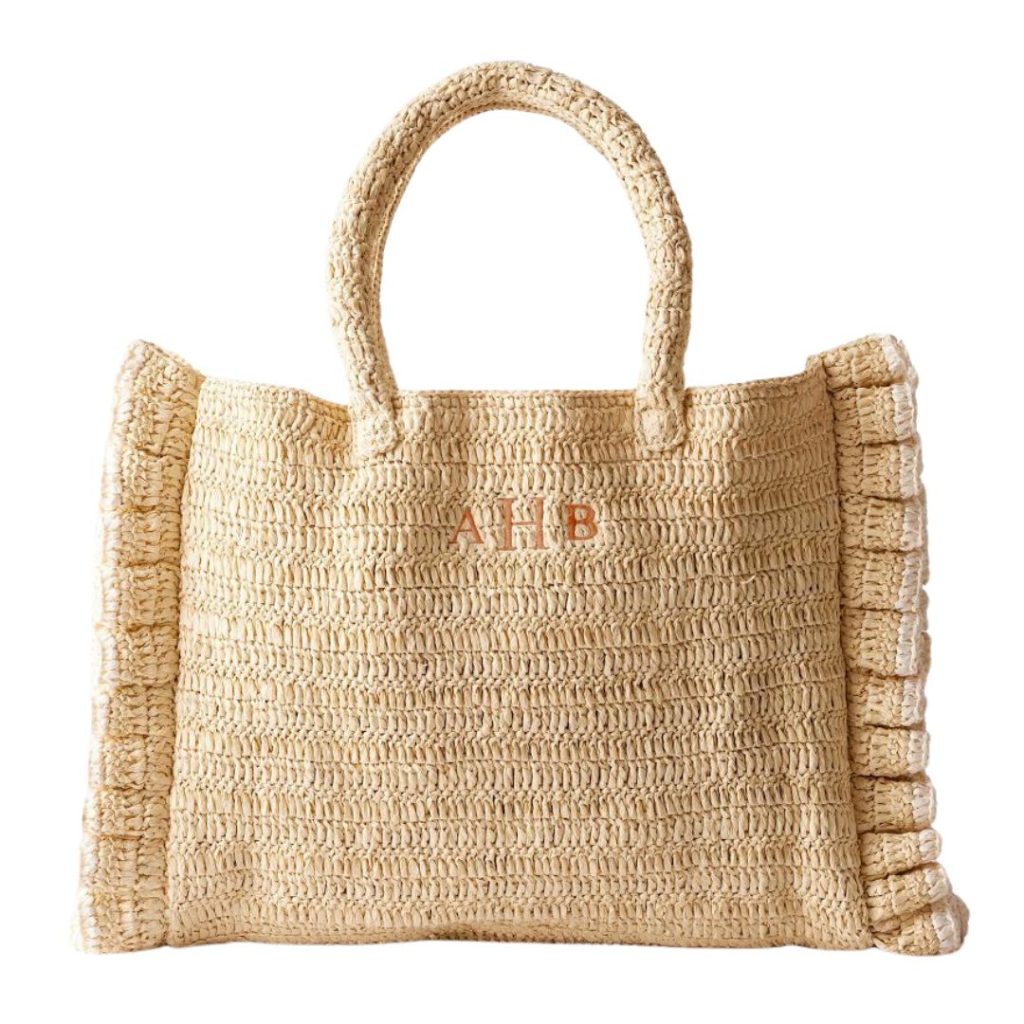 large raffia ruffle tote bag - mark and graham 