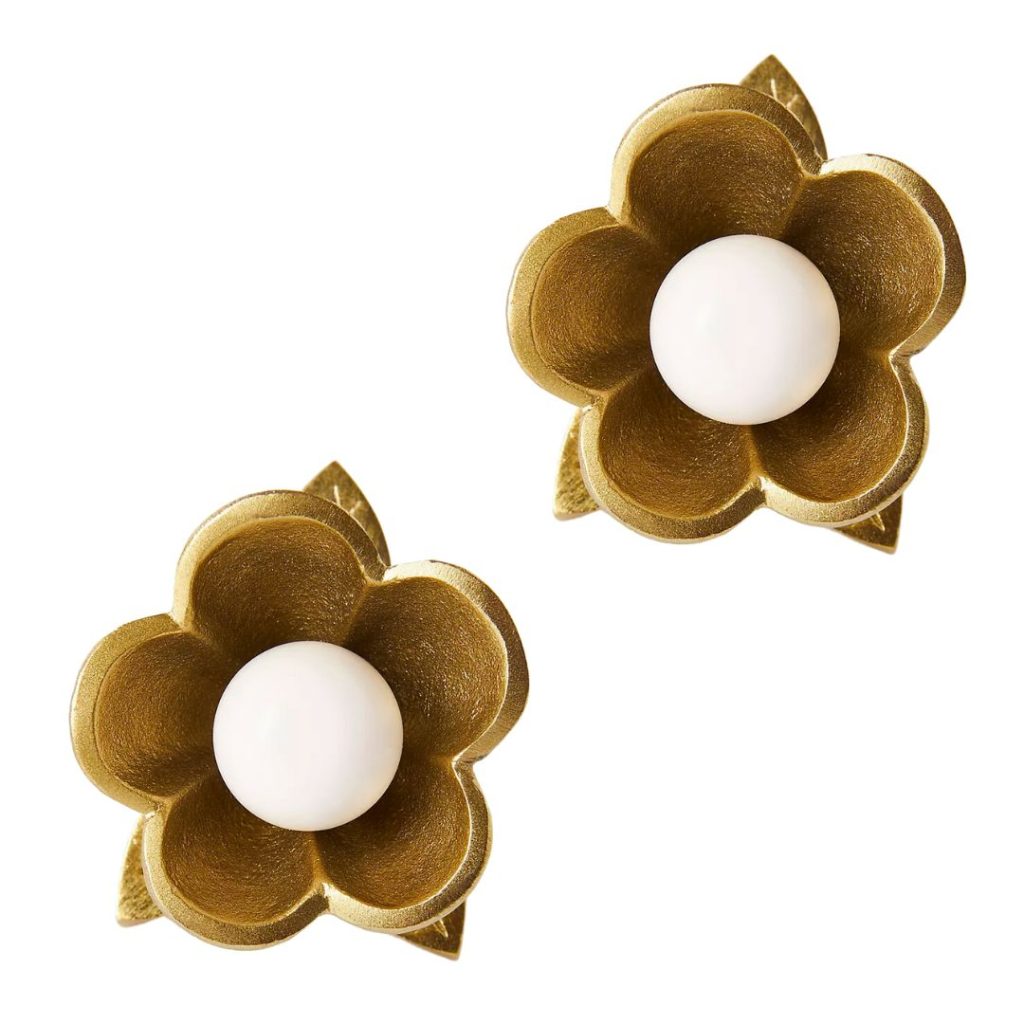 set of two gold flower doorknobs - anthropologie