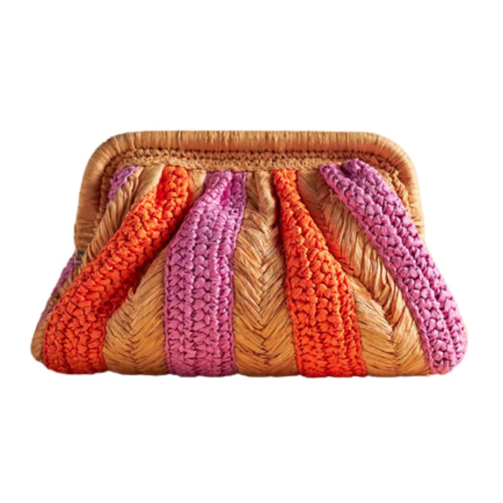 small raffia purple and orange clutch - anthropologie