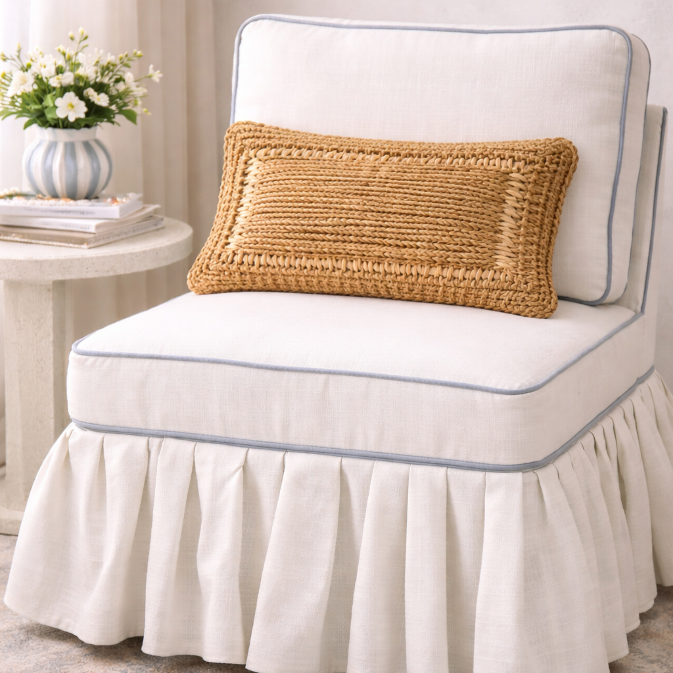 LILLIAN AUGUST<br />
Ruffle Skirt Accent Chair | New Home Arrivals for Spring | Sweet Savings & Things
